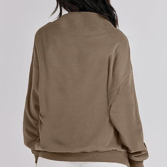 Women's Mock Neck Long Sleeve Pullover Sweatshirt
