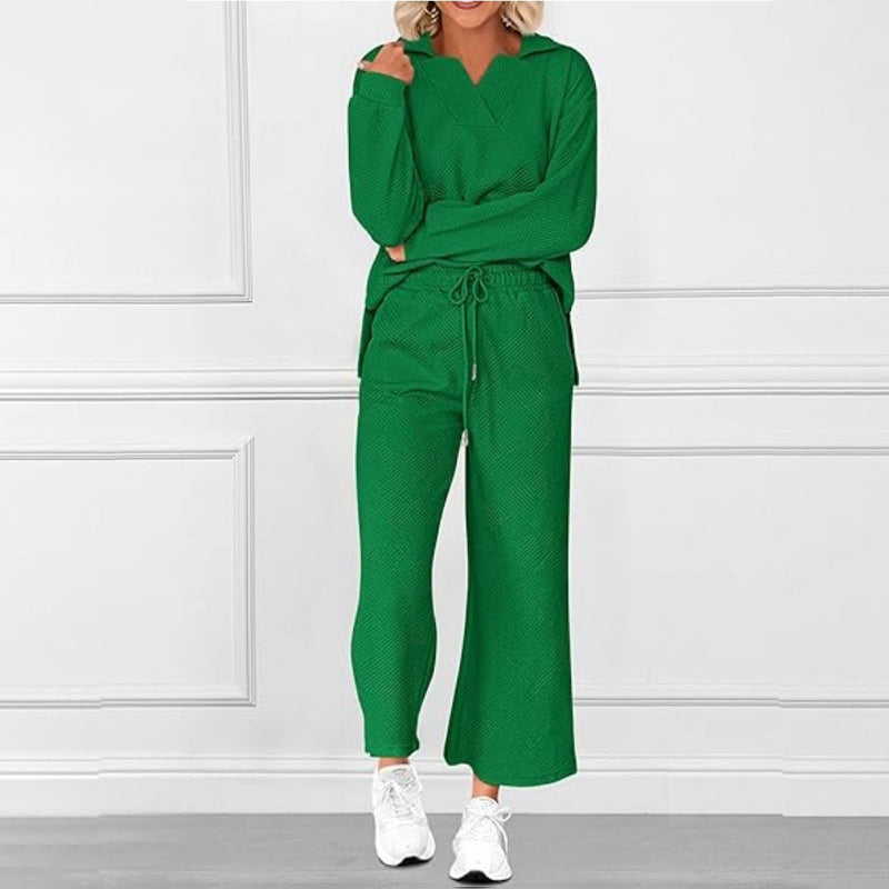 Women’s 2-Piece V-Neck Lounge Set with Pockets