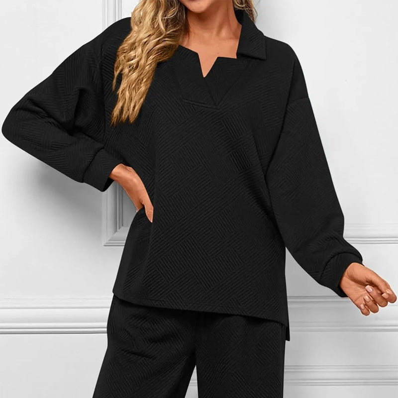 Women’s 2-Piece V-Neck Lounge Set with Pockets