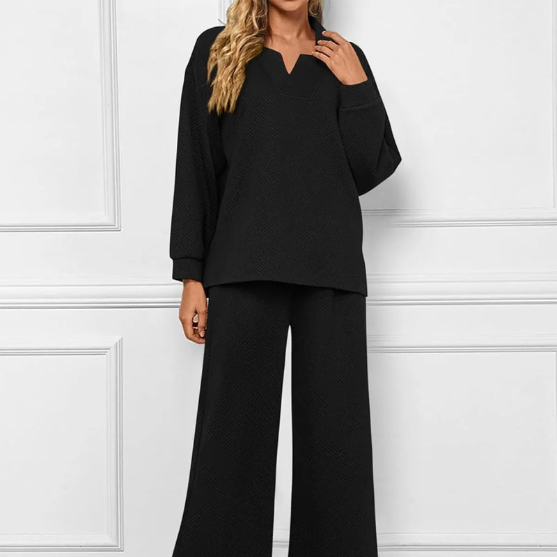 Women’s 2-Piece V-Neck Lounge Set with Pockets