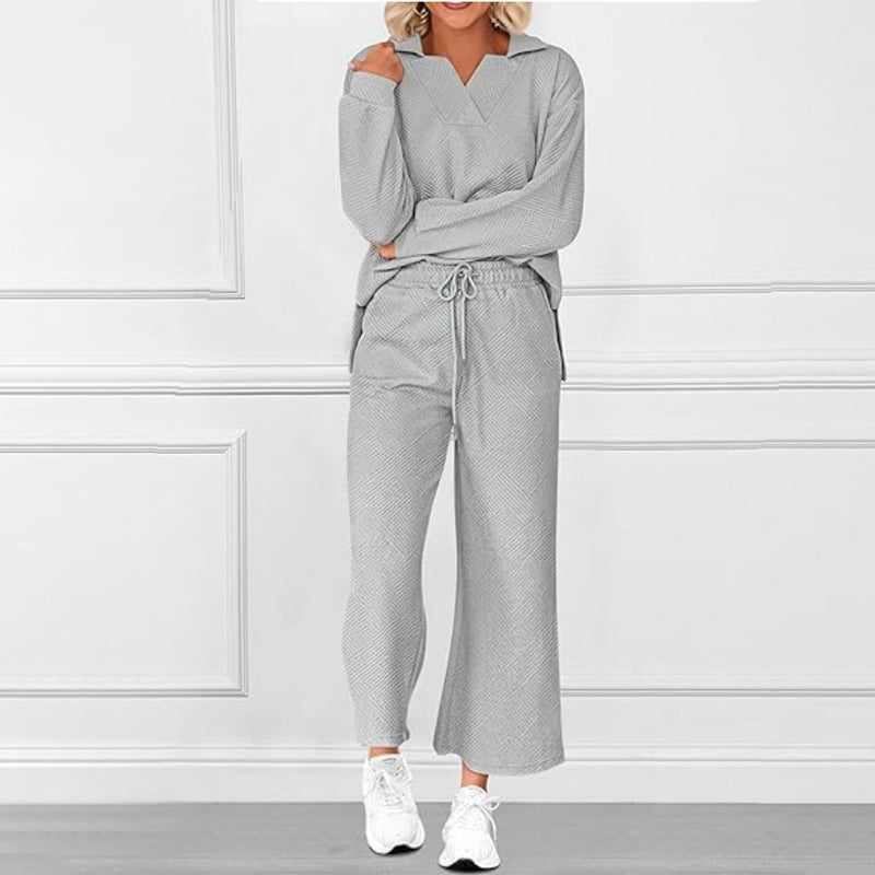 Women’s 2-Piece V-Neck Lounge Set with Pockets