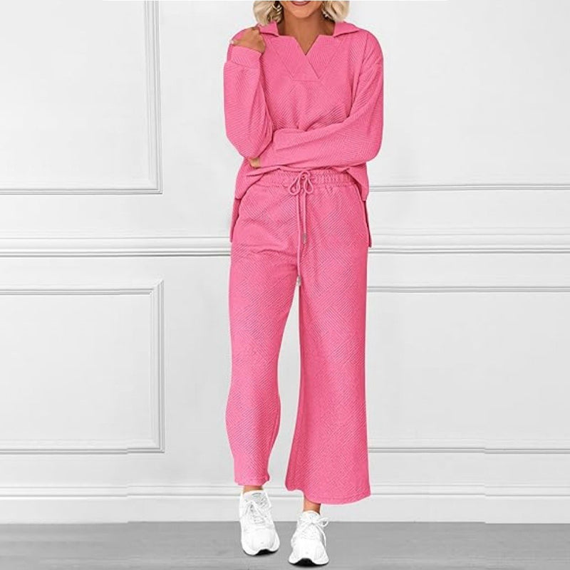 Women’s 2-Piece V-Neck Lounge Set with Pockets