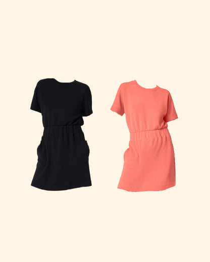 Casual Elastic-Waist T-Shirt Dress