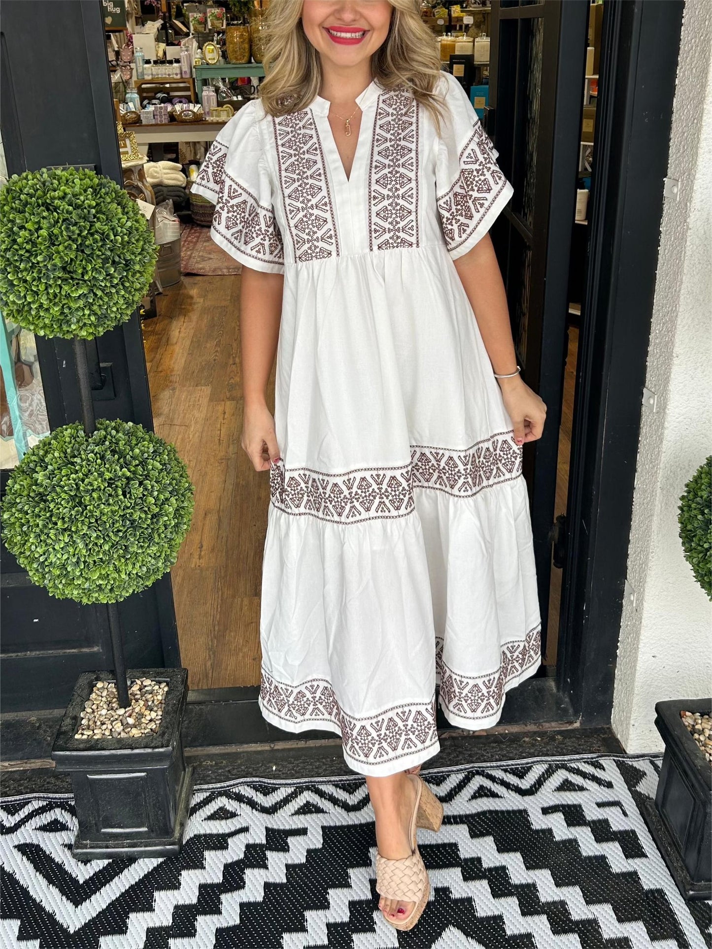 Women's V-Neck Boho Maxi Dress