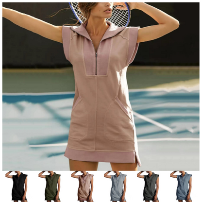 Women's Athletic Half Zipper Pullover Sleeveless Dress