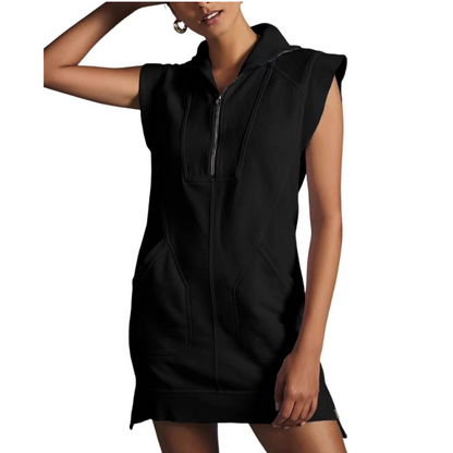 Women's Athletic Half Zipper Pullover Sleeveless Dress