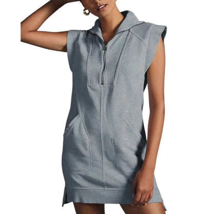 Women's Athletic Half Zipper Pullover Sleeveless Dress