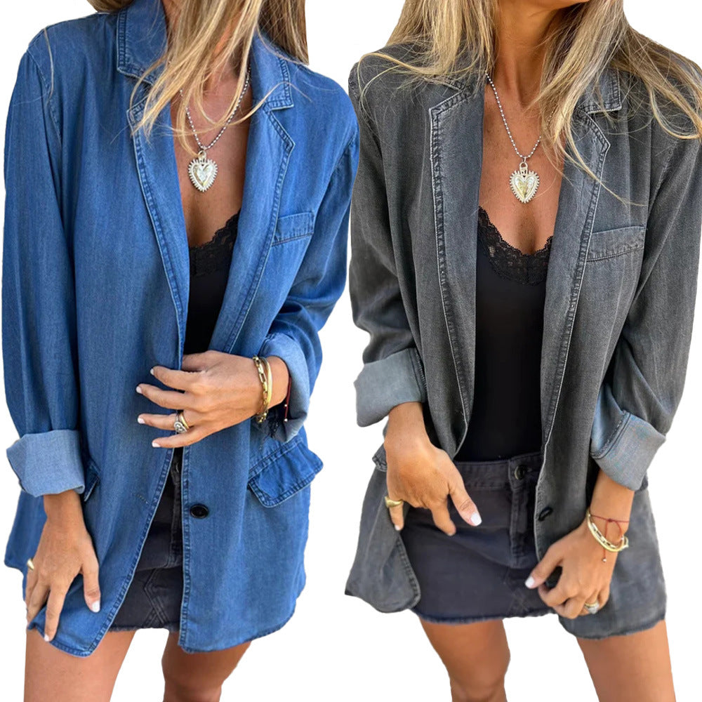 Denim Casual Jacket with Pockets