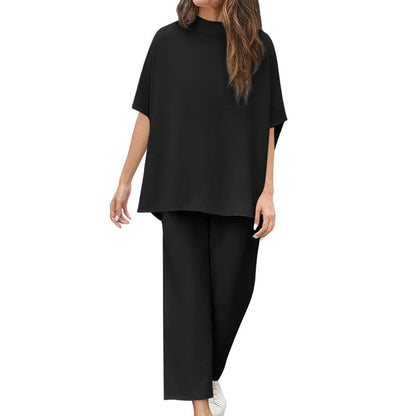 Women's 3/4 Sleeve Capelet Wide-Leg Pants Set