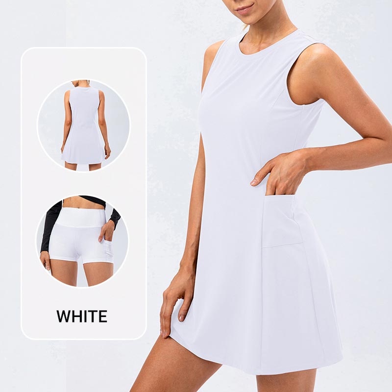 Sporty Sleeveless Dress & Compression Shorts 2-piece Set