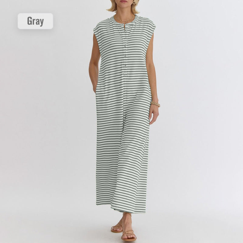 Women's Striped Casual Jumpsuit