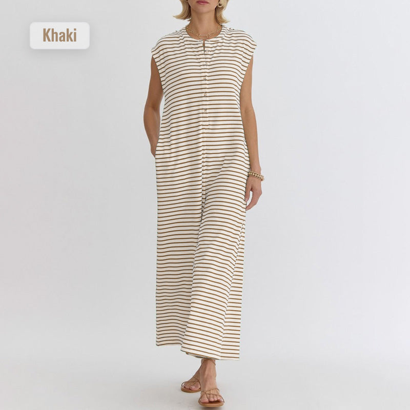 Women's Striped Casual Jumpsuit