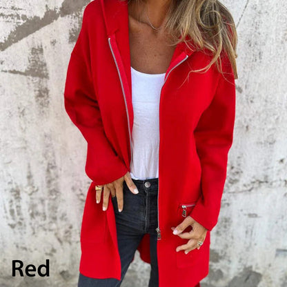 Casual Fashion Long-Sleeve Zip-Up Hooded Sweatshirt Jacket