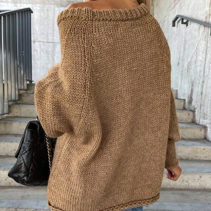 Women's Solid Knitted Round Neck Sweater