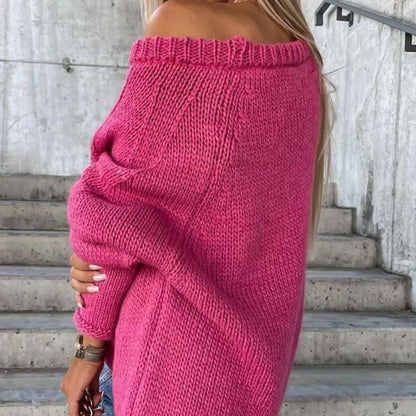 Women's Solid Knitted Round Neck Sweater