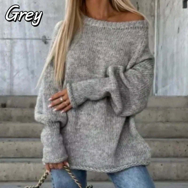 Women's Solid Knitted Round Neck Sweater