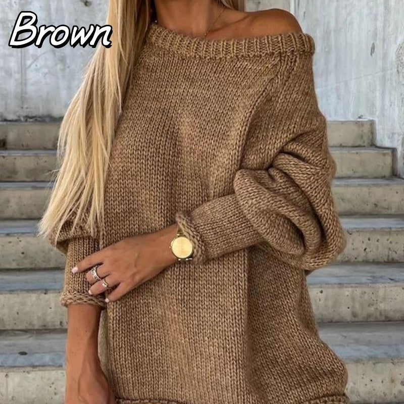 Women's Solid Knitted Round Neck Sweater