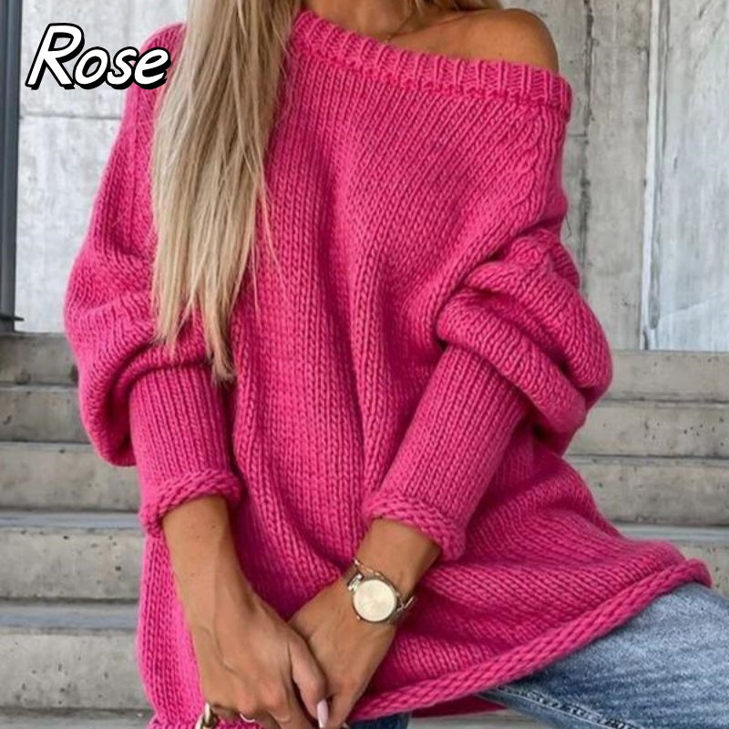 Women's Solid Knitted Round Neck Sweater