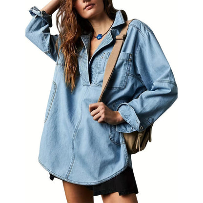 Women's Oversized Denim Pullover