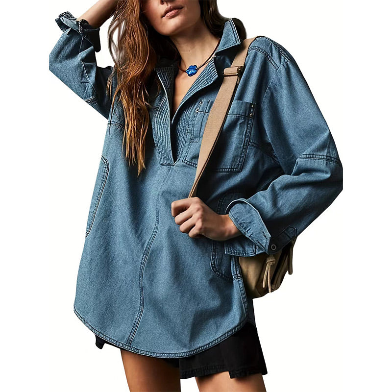 Women's Oversized Denim Pullover