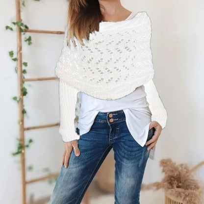 Women’s Knitted Cut-Out Shawl Poncho Wrap