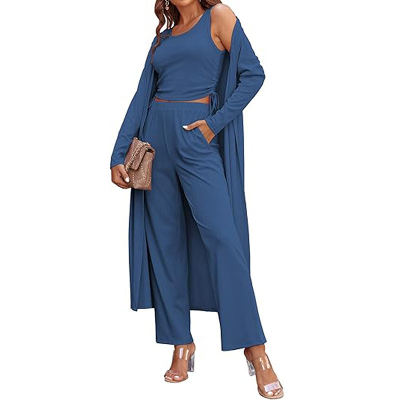 Women’s Solid Color Casual 3-Piece Set