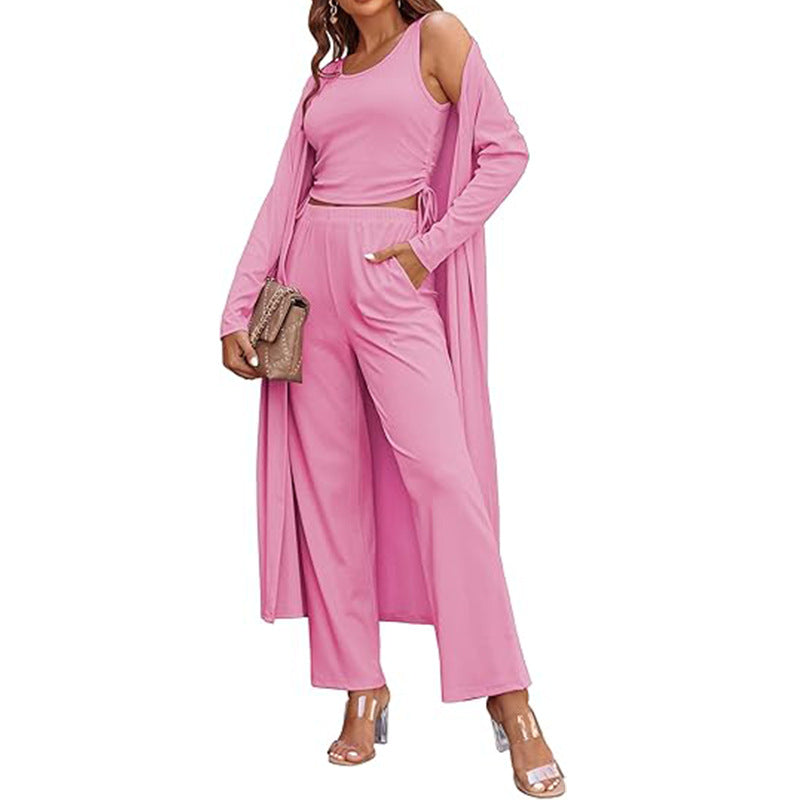 Women’s Solid Color Casual 3-Piece Set