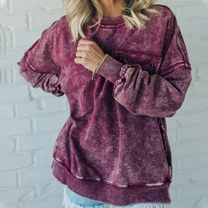 Women’s Trendy Loose Fit Crew Neck Long Sleeve Sweatshirt