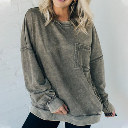 Women’s Trendy Loose Fit Crew Neck Long Sleeve Sweatshirt