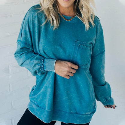 Women’s Trendy Loose Fit Crew Neck Long Sleeve Sweatshirt