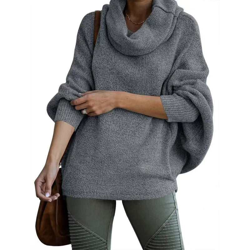 Women's Batwing Cowl Neck Sweater with Pocket