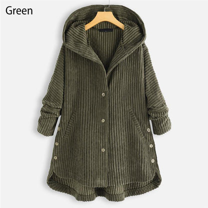 Casual Solid Color Thickened Hooded Button Coat