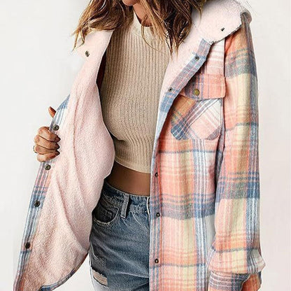 Women's Winter Trendy Plaid Hooded Jacket