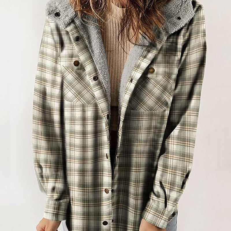 Women's Winter Trendy Plaid Hooded Jacket