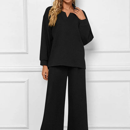 Women’s 2-Piece V-Neck Lounge Set with Pockets