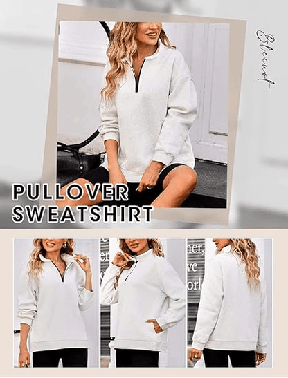 Womens Zip-Up Dropped Shoulder Sweatshirt