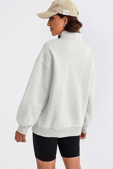 Womens Zip-Up Dropped Shoulder Sweatshirt