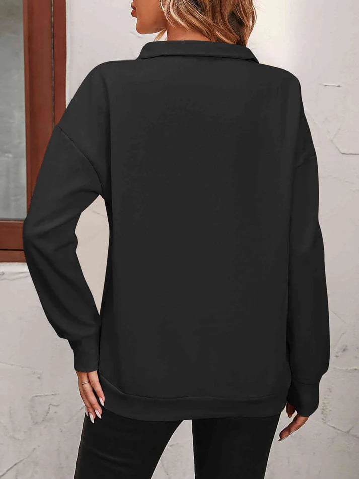 Womens Zip-Up Dropped Shoulder Sweatshirt