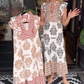 Women's Elegant Printed Ruffle Sleeveless Dress